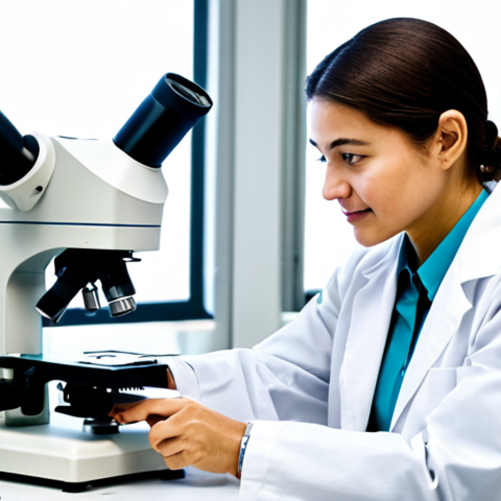 A professional textile engineer, fully clothed in a modest lab coat and appropriate industrial attire, stands in a brightly lit, state-of-the-art textile laboratory. The engineer is carefully examining a sample of smart fabric with a microscope, with various advanced textile machinery and spools of colorful threads visible in the background. The pose is natural, showcasing perfect anatomy and correct proportions, with well-formed hands and proper finger count. The image is a high-quality, professional photograph, realistic and detailed, safe for work, appropriate content, and family-friendly.