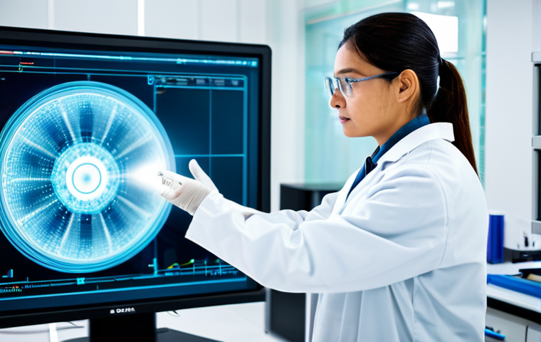 A professional textile engineer, fully clothed in a clean lab coat over modest, professional attire, stands in a brightly lit, futuristic research and development laboratory. The engineer is holding a translucent, advanced smart fabric that subtly glows with integrated sensors, while looking at a holographic display showing real-time data related to the fabric's properties. The background features complex, clean scientific equipment and blurred futuristic textile machinery, emphasizing innovation and cutting-edge material science. perfect anatomy, correct proportions, natural pose, well-formed hands, proper finger count, natural body proportions, safe for work, appropriate content, fully clothed, professional photography, high quality.