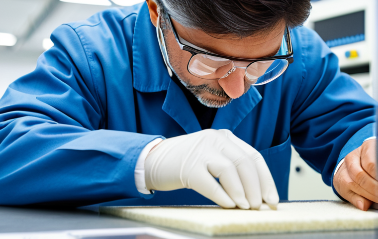 **
"A professional textile technician, fully clothed in appropriate attire, examining a swatch of high-quality Italian wool fabric under a magnifying glass in a bright laboratory setting, analyzing fiber structure and quality, safe for work, perfect anatomy, correct proportions, professional, high resolution, detailed texture, family-friendly."
**
