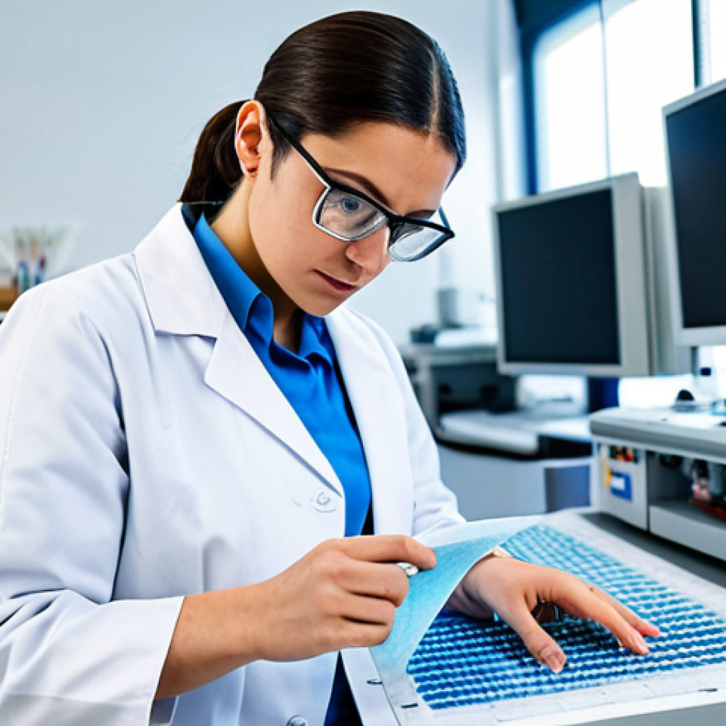 **

A textile engineer in a modern laboratory, examining a swatch of fabric made from recycled materials. She is fully clothed in appropriate professional attire (lab coat, safety glasses), working with advanced equipment. The lab is well-lit and clean. Focus on the details of the fabric and the engineer's focused expression. safe for work, perfect anatomy, natural proportions, professional, appropriate content, modest clothing, high resolution, realistic.

**