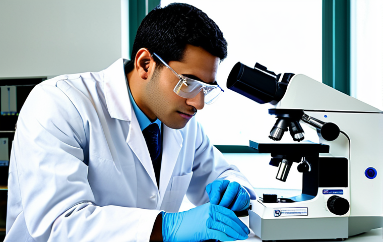 섬유기사 필기시험 빈출 개념 - **

A textile engineering student, fully clothed in a lab coat and safety glasses, examining a sampl...