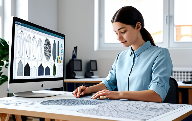 섬유기사와 관련 직업군의 전망 - Digital Textile Design Studio**

"A modern textile design studio, featuring a young woman, fully clo...