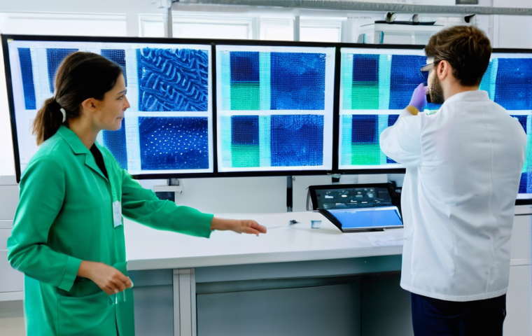 섬유기사 자격증 취득 후의 전망 - **Prompt Title: The Green Lab: Innovating Sustainable Textiles**
    **Image Prompt:** A bright, mod...