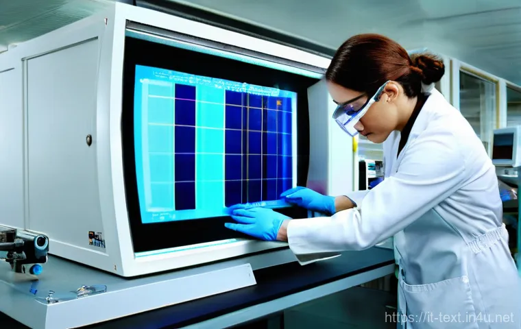 섬유기사 필수 실험 장비 - **Prompt: Textile Engineer Performing Durability Tests in a Modern Lab**
A focused female textil...