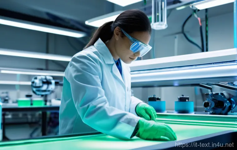 섬유기사와 관련 직업군의 특징 - **Prompt: The Innovative Textile Engineer's Laboratory**
A highly detailed, brightly lit modern ...
