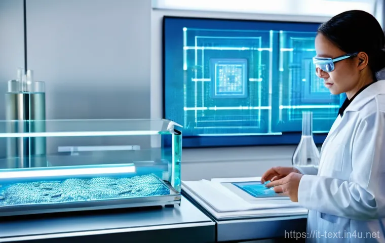 섬유기사 자격증과 관련 직업군의 전망 - **Prompt 1: The Innovative Textile Engineer's Lab**
    "A modern, brightly lit laboratory, featurin...