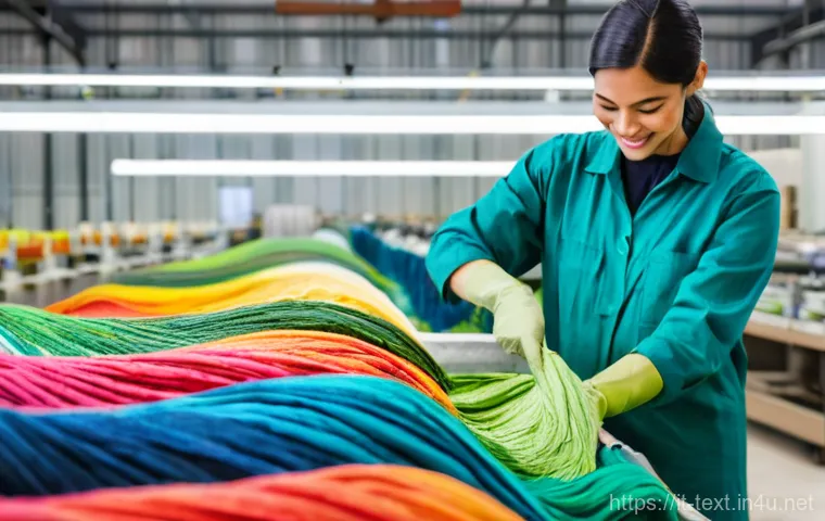 섬유기사 자격증과 관련 직업군의 전망 - **Prompt 2: Textile Technology Across Industries**
    "A dynamic, multi-panel image (like a triptyc...