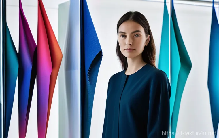 섬유기사와 업계 주요 기술 - **Prompt:** "A vibrant, sunlit atelier in Tuscany, showcasing an array of eco-friendly garments and ...