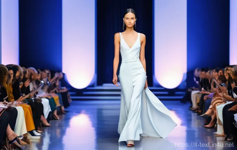 섬유기사와 직업적 성공 방법 - A captivating high-fashion runway show set within an elegant, historic Italian palazzo with modern l...