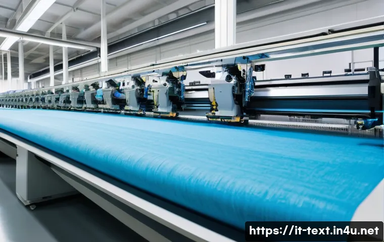 섬유기사와 실기시험 대비 성공 사례 - **Prompt:** A state-of-the-art Italian textile factory interior, brightly lit and showcasing advance...