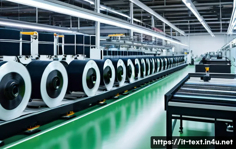 섬유기사와 섬유 공학 - A highly detailed, ultra-modern textile factory interior showcasing advanced spinning and weaving ma...