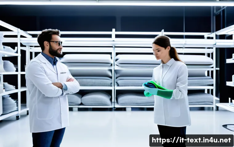 섬유기사 자격증의 미래 가능성 - A futuristic textile laboratory scene showcasing advanced smart fabrics being developed and tested b...