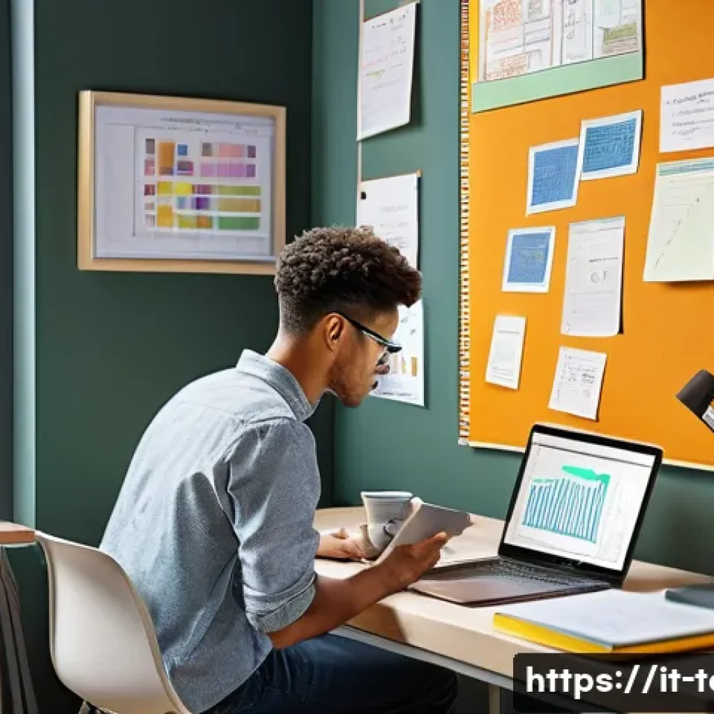섬유기사 시험 대비 스터디 전략 - A modern study room setup focused on textile technology exam preparation, featuring a detailed, colo...