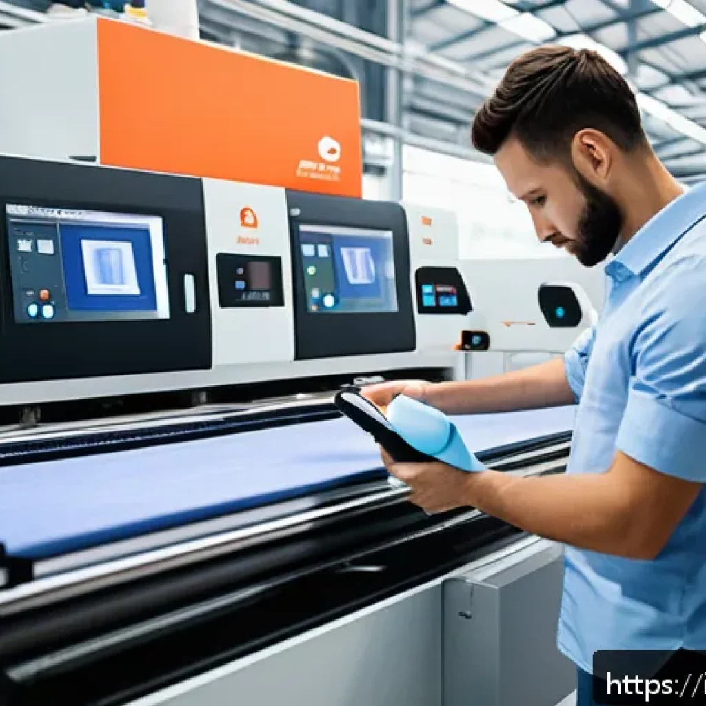 섬유기사 자격증으로 시작하는 커리어 - A modern textile manufacturing facility showcasing advanced technology: workers operating automated ...
