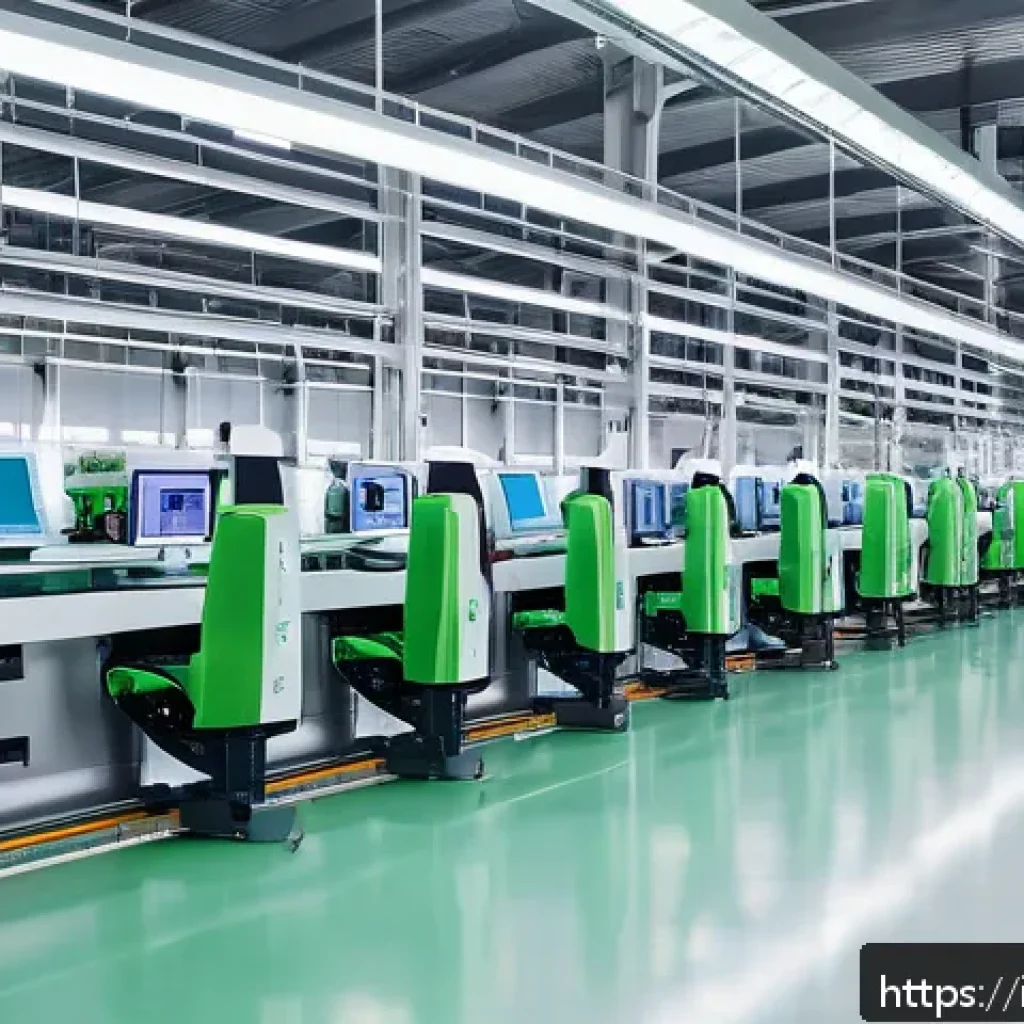 섬유기사 자격증과 산업별 전망 - A modern Italian textile factory interior showcasing advanced automation and digitalization: sleek r...