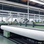 Home 21 섬유기사와 관련 직종의 취업 시장 - A modern Italian textile factory interior showcasing advanced automation and AI technology: robotic ...