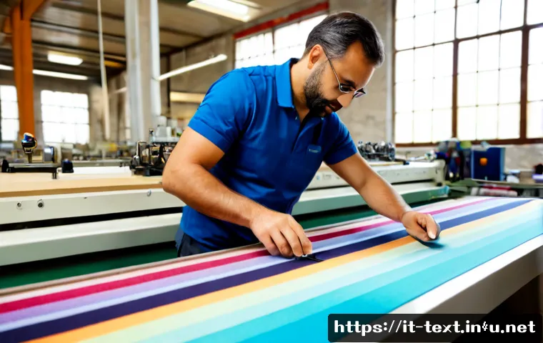 섬유기사 자격증 취득 후 진로 - Photorealistic Italian textile quality-control specialist in a bright modern fabric mill near Prato,...
